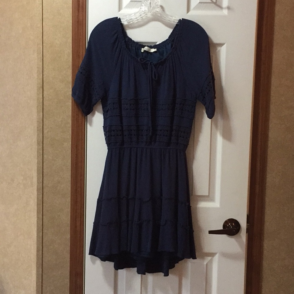 Small Navy Dress with crochet detail.